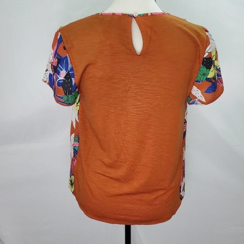 Women's Anthropologie Dolan Left Coast Collection Pleated Top Terra Cotta - Picture 3 of 4